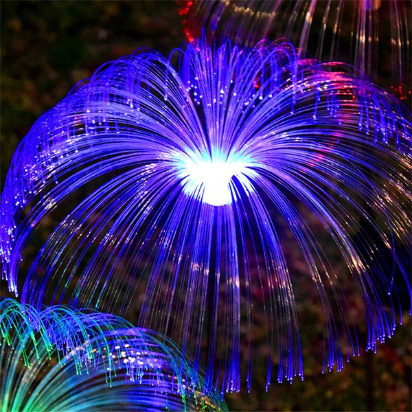 Luces solares de jardín Medusas al aire libre luces solares led, lámpara de césped de fibra, luz de fuegos artificiales solar a prueba de agua con degradado de color para jardín/césped/patio/patio/pasarela