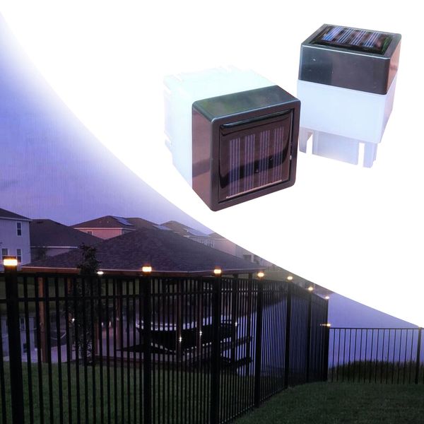 Luces solares para jardín Iluminación exterior Lámpara solar Cabeza de columna Tapa del poste Luces solares 50 * 50 mm Tubo cuadrado Al Luz LED Cercas de hierro forjado IP44 Oemled Ahora