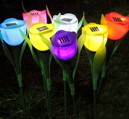 Zonnetuinverlichting Outdoor Waterdichte multicolor bloem tulpen gloeilamp voor thuistuin gazon landschap nachtlampje