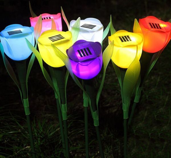 Lumières de jardin solaires extérieures Ampoule de tulipe de fleur multicolore étanche pour la pelouse de la maison LAMPE NIGHT