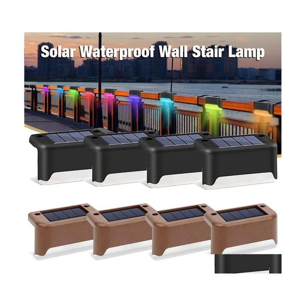 Lumières de jardin solaires Pont Led Escalier Étape Clôture Chemin Lampe Extérieure Ip65 Étanche Applique Murale Pour Balcon Voie Clôtures G Otoym