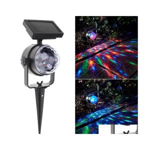 Zonnetuinverlichting roterende lamp RGB Crystal Magic Ball Disco Stage Kerstfeest Outdoor Lawn Laser Projector Light Dhuwwe