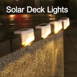 Luces solares para jardín, lámpara LED resistente al agua con luz solar para escalones, lámpara de poste para cercas alimentada para caminos al aire libre, patio, escaleras y cercas crestech168