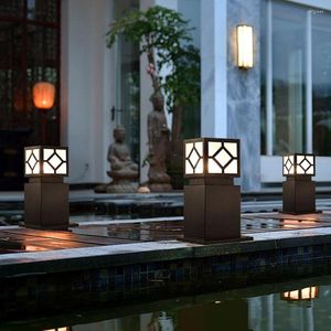 Solar Garden Pillar Light Outdoor Patio Prato Post Paesaggio impermeabile Villa Cortile Pathway Bollard Lights