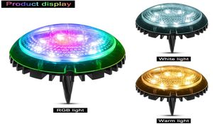 Luces solares para césped de tierra RGB para exteriores, 7 colores cambiables, impermeables, decorativas, lámpara solar para jardín, iluminación para exteriores, 8 LED para patio D3855888