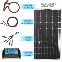 Kit de panneaux solaires flexibles de haute qualité, 300w, pour batterie 12v, appareils électroménagers, facile à installer