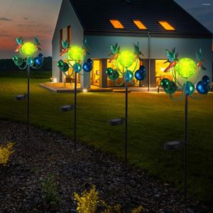 Solar Hummingbird Pinwheel Landschap Lamp Verlichting Ornamenten Ijzer Wind Spinners Grond Plug Licht Home Decor Voor Achtertuin Patio