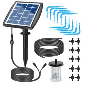 Zonne -irrigatie Solar Auto Watering System Zonne -aangedreven automatische druppelirrigatiekit Zelf Water waterige apparaten met watersensor 240408