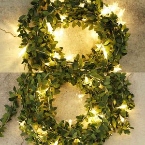 Solar Ivy String Lights Artificial Vine Garland Fairy Green Leaf Light Outdoor Christmas Y0720