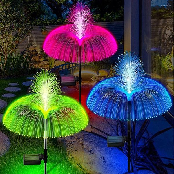 Lámpara Solar de fibra óptica de medusas, decoración exterior, impermeabilización de luces de jardín, adecuada para patio, bodas y vacaciones