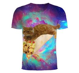 Chaton solaire TShirt chat vomissant une cascade sur terre Vibrant 3d chat t-shirt galaxie nébuleuse espace t-shirt hauts pour femmes hommes234005904