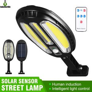 Solar Lamp 96COB 138COB 66LED 100LED Waterdichte Outdoor Lighting Pir Motion Sensor Garden Wall Street Decoratie