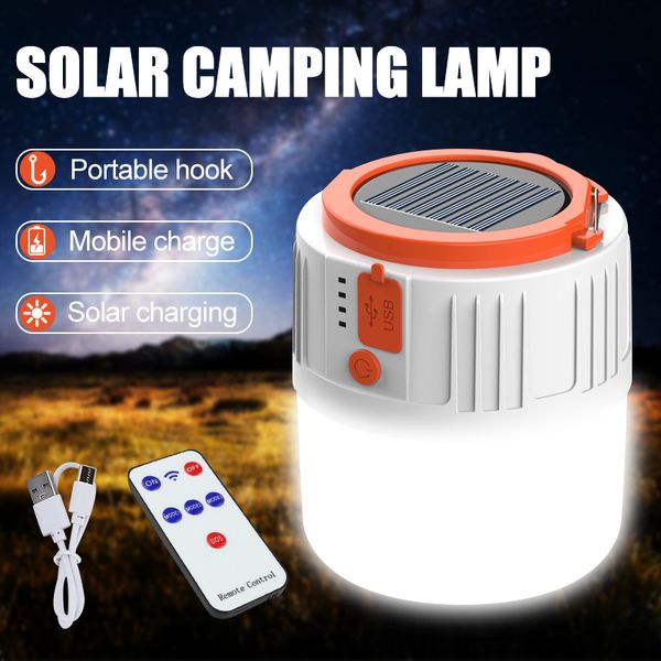 Lampe solaire avec chargeur USB, lanterne de Camping Portable à piles, ampoule de tente, lampe Rechargeable longue durée