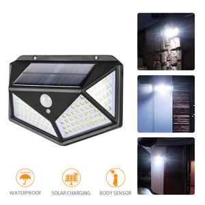 Zonnewandverlichting 100 LED/3 Modi 270 ° verlichtingshoek Bewegingssensor Beveiligingsverlichting, draadloze IP65 Waterdichte wandlampen, voor achtertuin hek Patio voordeur