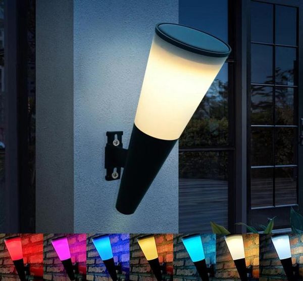 Lámparas solares 2021 LED Luz de pared al aire libre Lámpara de antorcha impermeable colorida para decoración de jardín Balcón Escalera Iluminación de calle 9963350