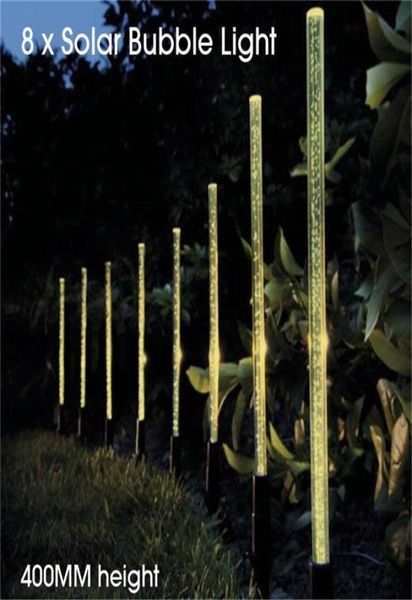 Lámparas solares 8 unids Luces de tubo de alimentación Acrílico Burbuja Camino Césped Decoración de paisaje Jardín Stick Estaca Lámpara de luz Set3149743