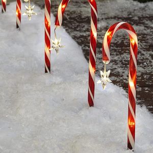 Zonnelampen Kerst Candy Cane Pathway Lights Year Holiday Outdoor Garden Decoraties voor Home Xmas Light