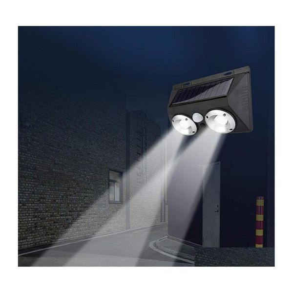 Lampes Solaires Led Lumière Mur Extérieur Double Cob Capteur De Mouvement Corps Étanche Convient Aux Jardins Cours Noir Drop Delivery Ligh Dhq6T