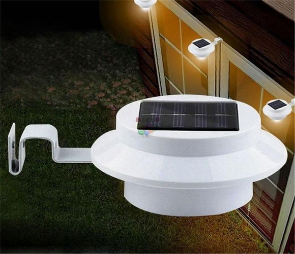 Lámparas solares con energía solar, 3 LED, luz para cerca, encendido automático, para canalón, jardín al aire libre, lámpara para techo, 6046989