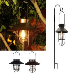 Lampe de lanterne solaire extérieur pour décoration de jardin vintage de lumière imperméable avec bulbe de tungstène jardin de patio 240411