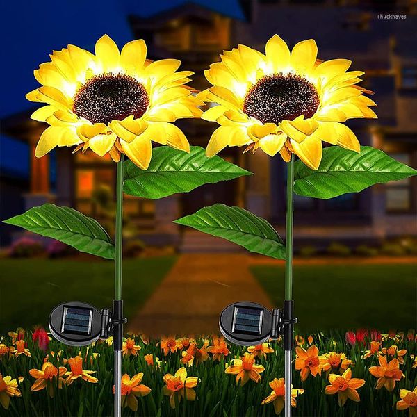 Lampe de pelouse solaire LED Simulation Tournesol Lumière Extérieure Étanche Jardin Paysage Pour Patio/Voie/Mariage/Vacances