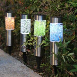 Zonne -gazon licht mozaïek buiten gemalen plug roestvrijstalen led nacht waterdichte decoratieve tuinlandschap lamp