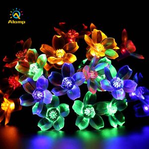 Solar Lead String Light Outdoor 12m 22m 32m Kleurrijke 8 Modi Fairy Cherry Blossom Lamp