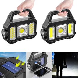 Solar LED Camping Lantern zaklamp Hight Power Cob werklichten Waterdichte lantaarns USB Oplaadbaar Zoeklicht voor kampeerwandelen