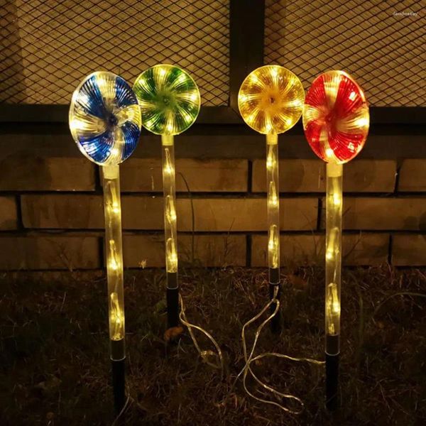 Lámpara Led Solar para camino de bastón de caramelo, 8 modos, luces de piruleta para exteriores, decoración navideña y navideña