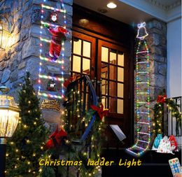 Солнечные светодиодные рождественские фонари, несколько режимов, гирлянды в форме лестницы с Санта-Клаусом для дерева, окон, сада