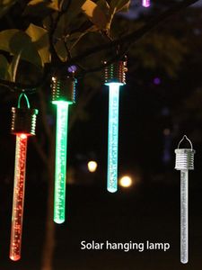 Solaire LED Couleur Tube Lumières Acrylique Bubble Stick Lampe Suspendue Chemins De Jardin De Noël Décoration Extérieure Lampe Étanche Y201020