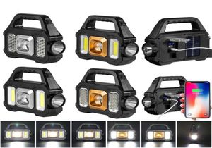 Lampe de poche à LED solaire avec Cob Work Lights T USB Rechargeable Torch Light Solar Lantern Bank pour le camping Randage9921692