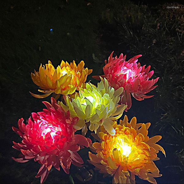 Solaire LED fleur jardin lumière extérieure décorative étanche chrysanthème pelouse lampe pour Patio fête maison de campagne herbe décor