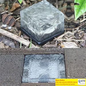 Lámpara de luz LED solar para suelo, resistente al agua, vidrio esmerilado, cubo cuadrado, rocas, jardín, Ingroud para OutdoortRoadSquare