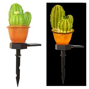 Solaire LED Lampe À Gazon Cactus Forme Spike Lumière Pour Jardin Extérieur Sol Paysage Soutien Cour D'énergie