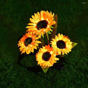 Solar LED Light Outdoor 2/4/Head Sunflowers Flowers For Garden Decoratie Waterdichte gazonlampen Patio tuin trouwvakantie