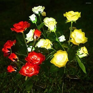 Solar LED Light Outdoor 6 Roses Lawn Lampen Waterdichte bloemen voor tuin- en groentepleister Country House Christmas Decoratie