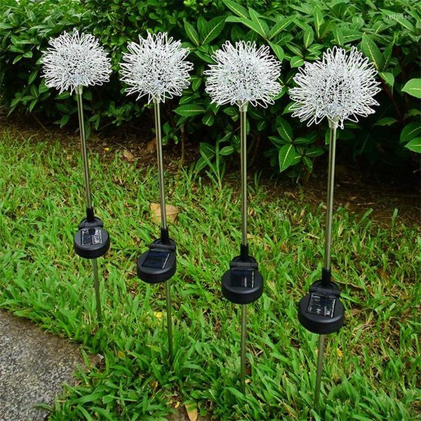 Lumières Led solaires lampe de pelouse extérieure forme de fleur de pissenlit fée lumineuse pour la décoration de jardin de paysage