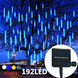 Solaire LED Meteor Douche extérieure Décoration de Noël Lumière String Lights Fairy Lights Street Garden Yard Holiday Lighting 240508