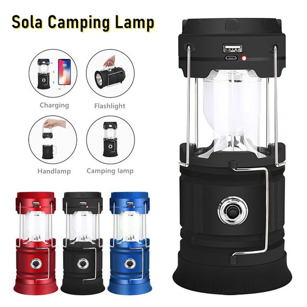 Lanternes solaires LED portables pour Camping, compactes, rechargeables, longue durée, pour l'extérieur, tente, lampe de poche étanche