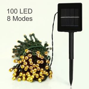 Guirnalda de luces solares de 17M, 8 modos, 100 Leds, multicolores, impermeables, luces navideñas Led para interiores y exteriores, luces navideñas