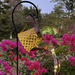 Zonne -led Watering Can Lamp Garden Decoratie Outdoor ornamenten voor werf Patio Fairy Light String Decoratieve lichten