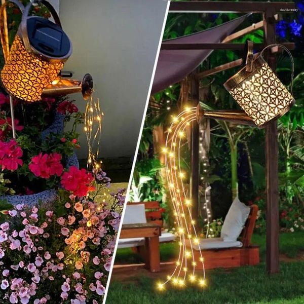 Solaire LED Arrosoir Lumière Bouilloire Extérieure Art Creux Chaîne Paysage Lampes Suspendues Cascade Jardin Lampe Solaire Pour La Fête À La Maison