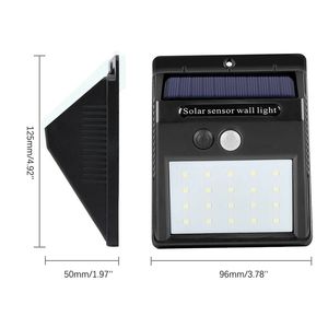 Luz solar 20 LED Sensor de movimiento de seguridad Luz resistente a la intemperie para la cubierta de la cerca de la escalera del paso de la puerta trasera del jardín