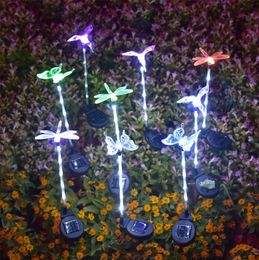 Zonne -licht 3 -stijl vlinder/draak/vogel gekleurde landschapsverlichting Waterdichte IP65 Solar Light Childrens Gift 240518