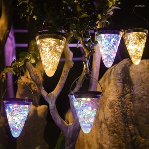Lumière solaire cône forme suspension lampe extérieure étanche cour lustre décoration de noël pour jardin guirlande maison