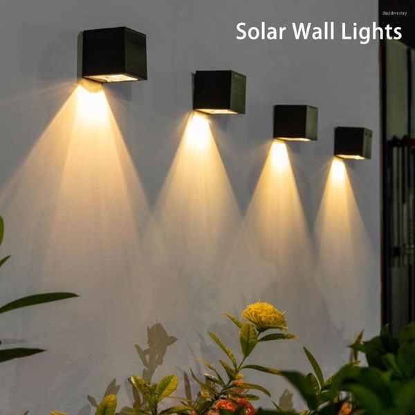 Luz Solar para exteriores, lámpara de pared cuadrada para jardín, Sensor de luz Solar IP65, impermeable, para patio, balcón, valla, poste, lámparas de decoración