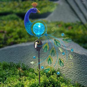 Zonne -licht Red Bird Peacock Lawn Stakes Lampen Yard Art Garden Decor voor Home Courtyard Decoratie