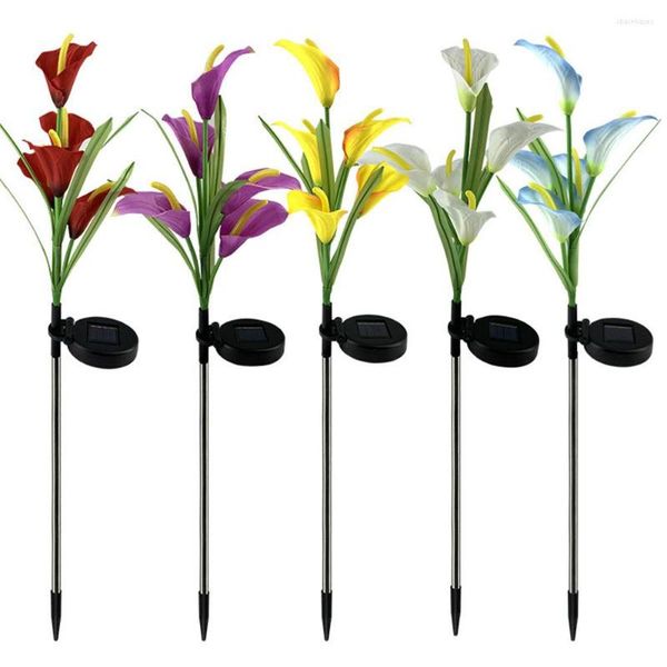 Simulation de lumière solaire Calla Lily cinq phares multicolores fleur IP65 LED étanche extérieur jardin décoratif