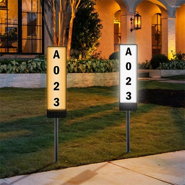Señal de números de dirección con luz solar, luz de poste impermeable para casa, placa iluminada para exteriores, apartado de correos